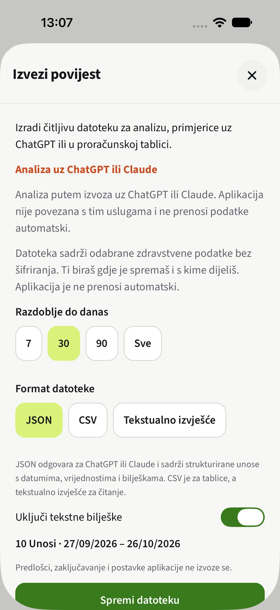 Pogledaj podatke šire. – JSON, CSV, Dnevne bilješke.