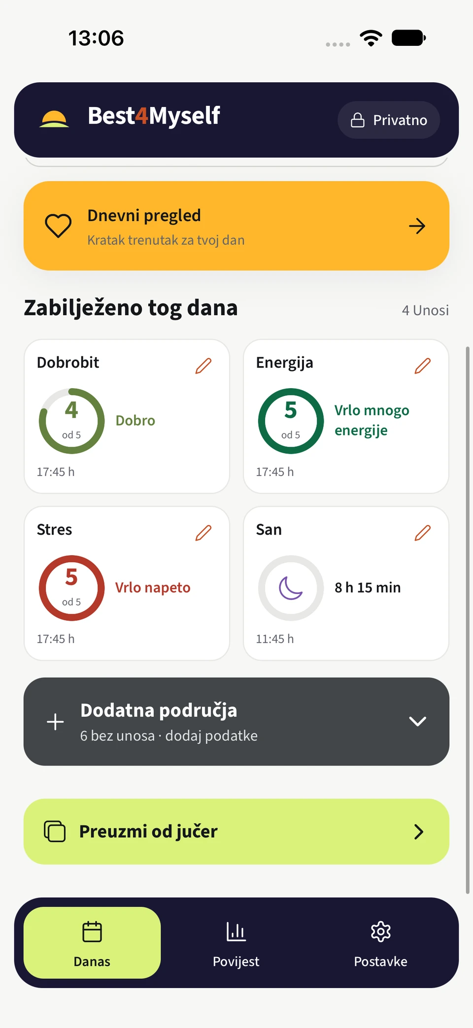 Best4Myself – Prati tegobe i opće stanje