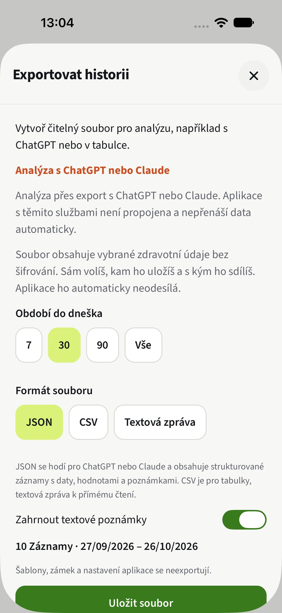 Podívej se na data dál. – JSON, CSV, Denní poznámky.