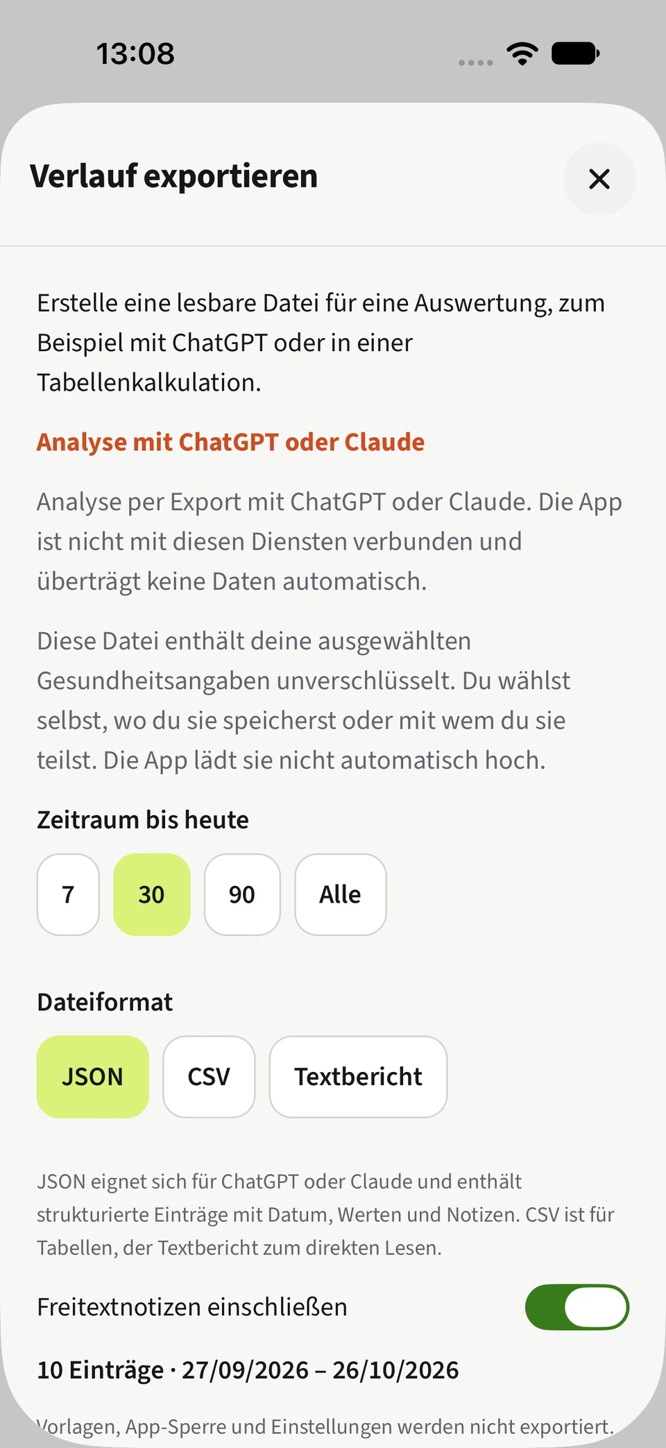 Deine Daten weiterdenken. – JSON, CSV, Tagesnotizen.