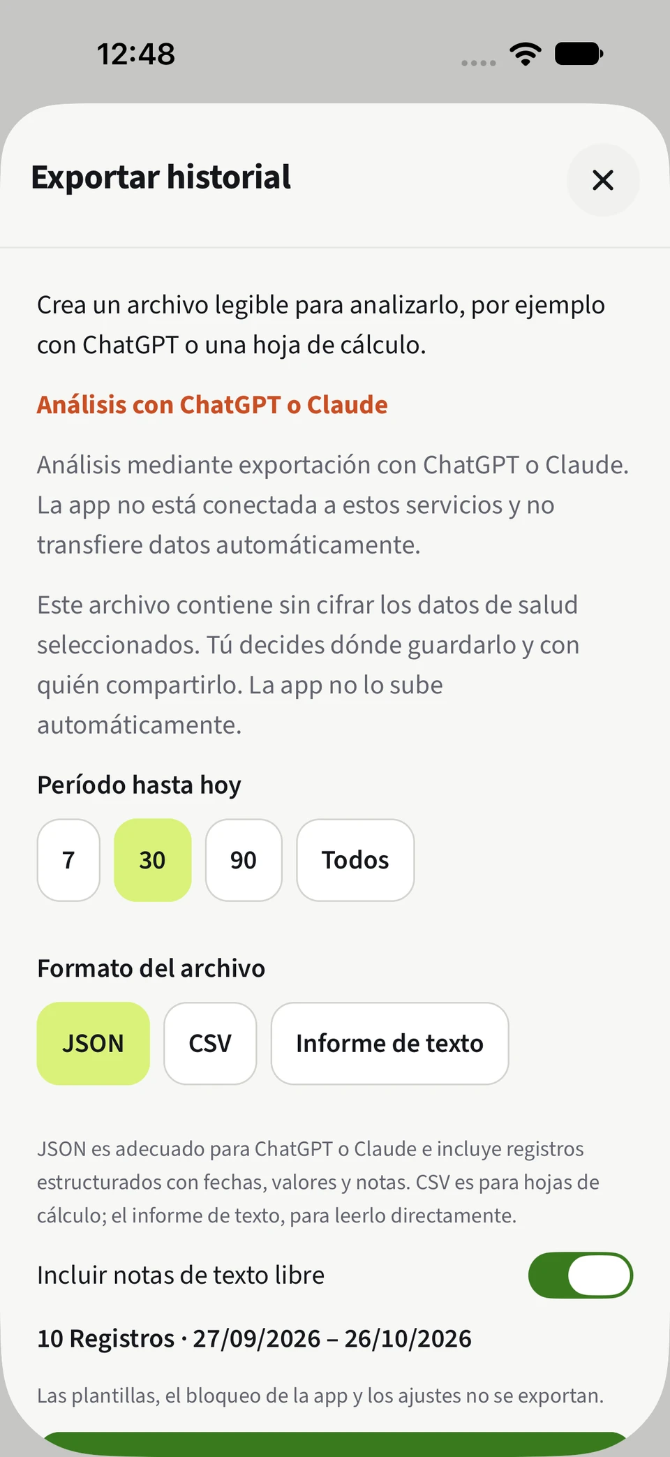 Ve más allá con tus datos. – JSON, CSV, Notas del día.
