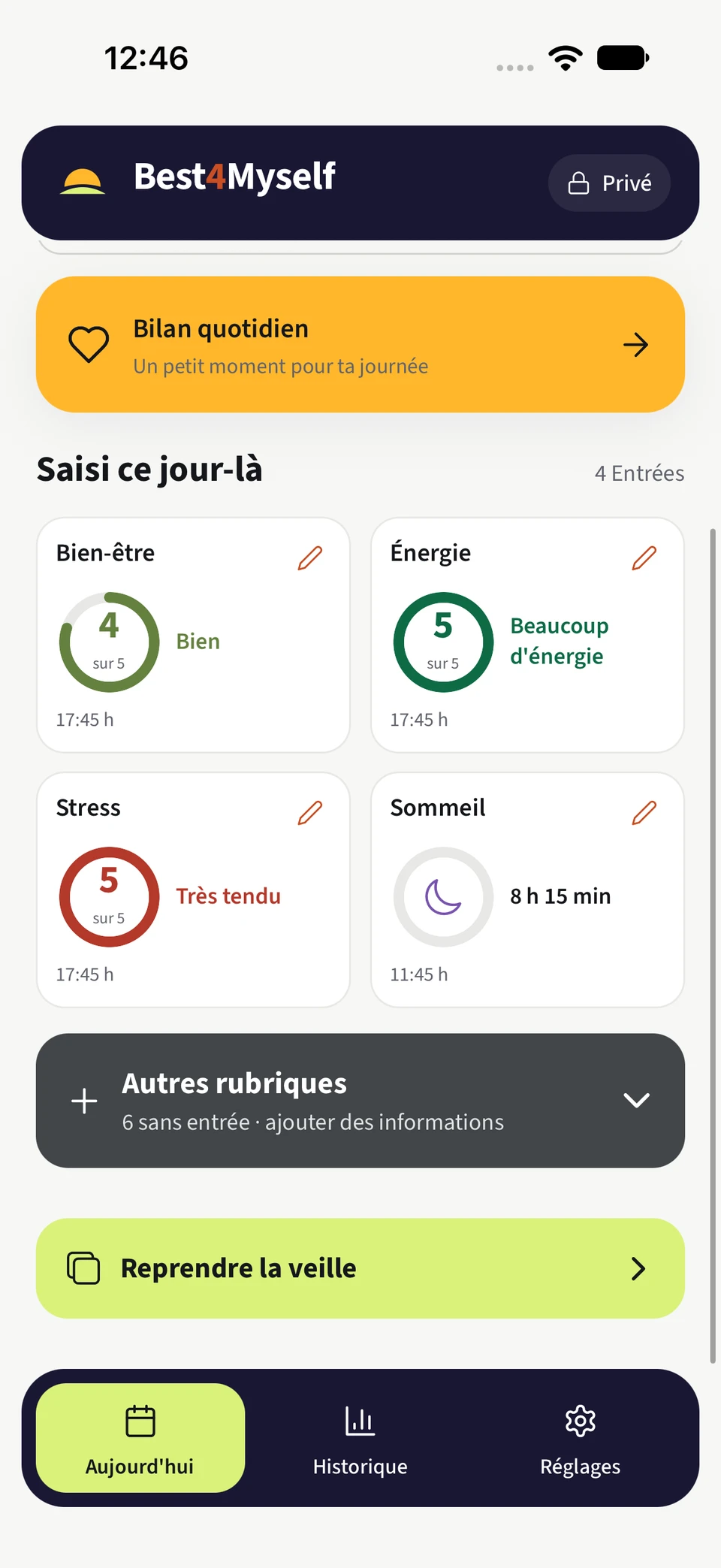 Best4Myself – Tes symptômes et ton bien-être en vue