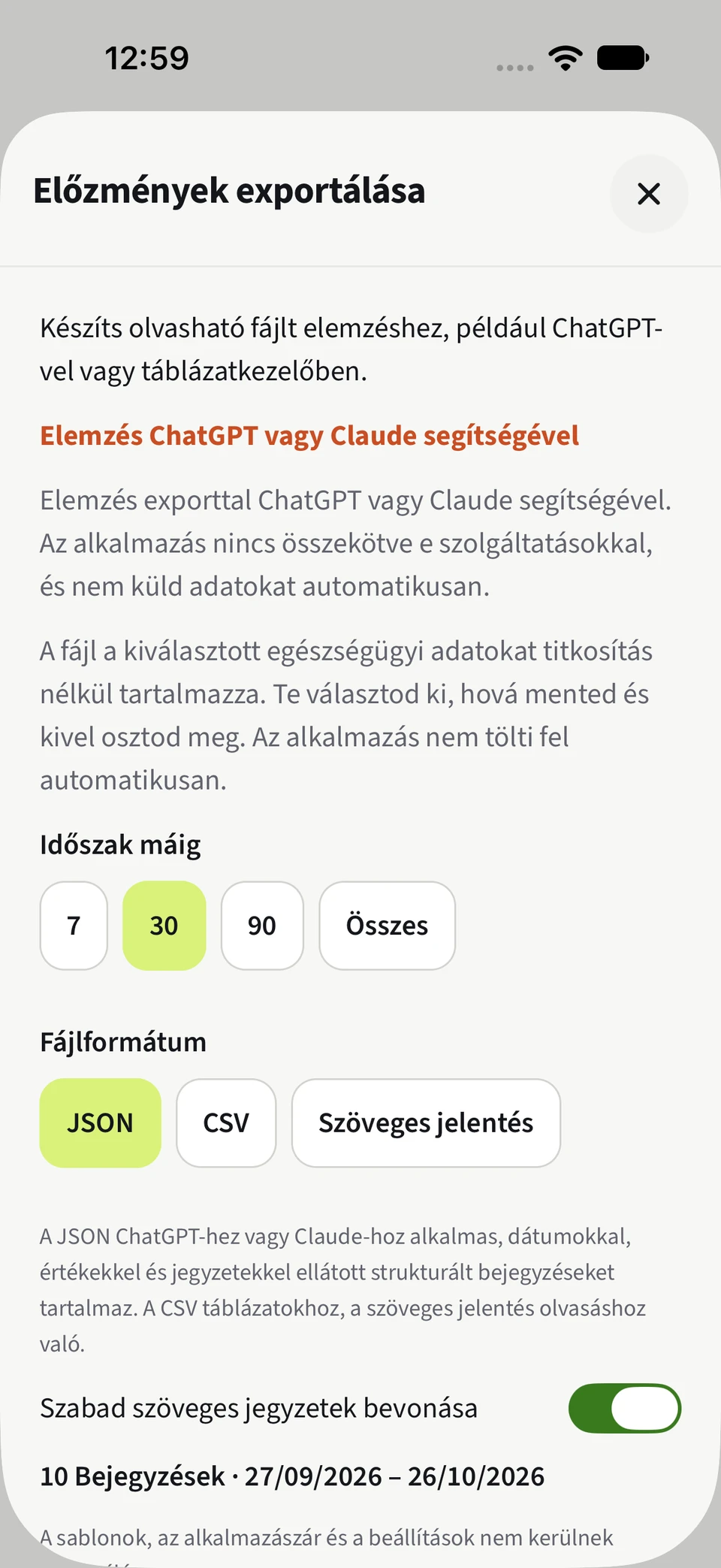 Gondold tovább az adataidat. – JSON, CSV, Napi jegyzetek.