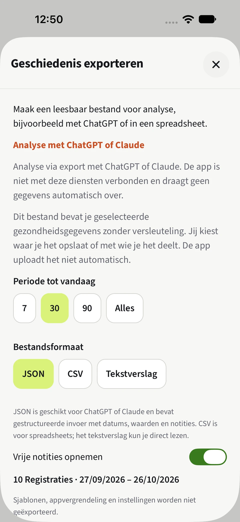 Meer doen met je gegevens. – JSON, CSV, Dagnotities.