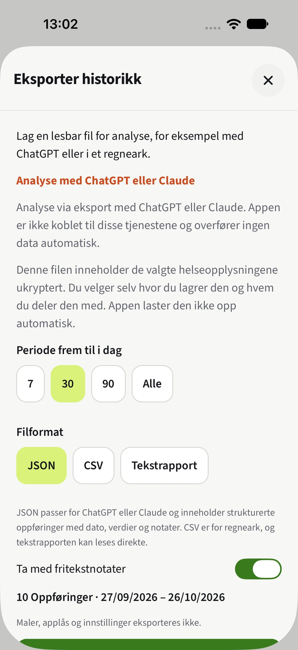 Ta dataene dine videre. – JSON, CSV, Dagsnotater.