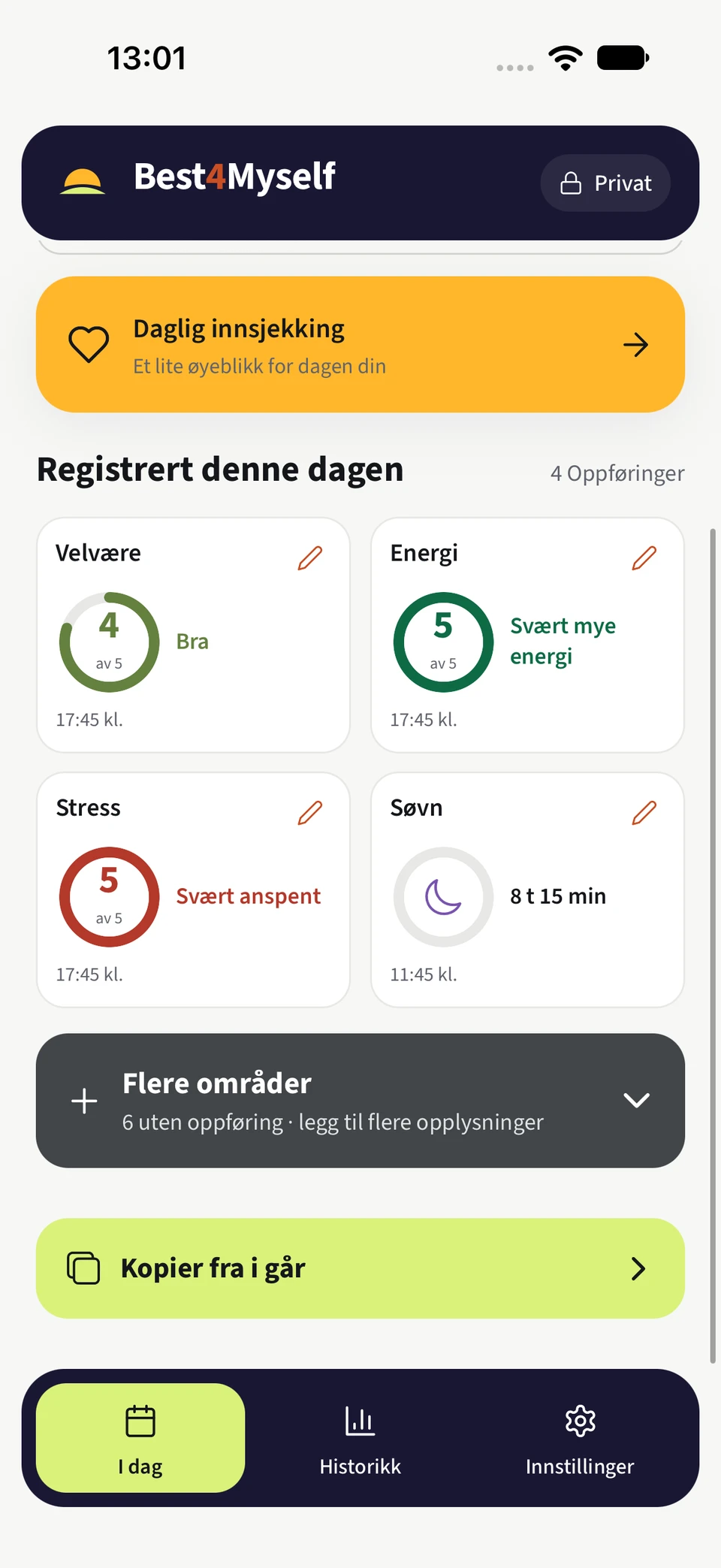 Best4Myself – Hold oversikt over symptomer og velvære